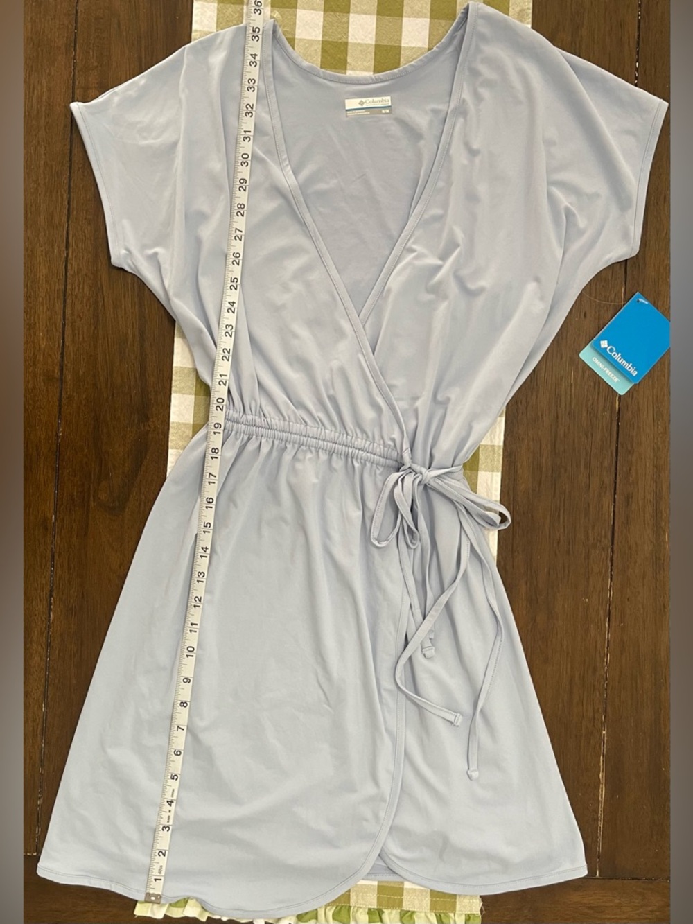 Columbia Light Blue Wrap Dress with Side Tie